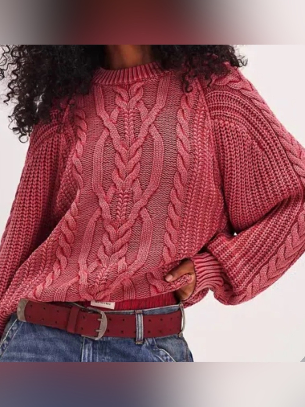 Free People Frankie Cable Knit Pullover